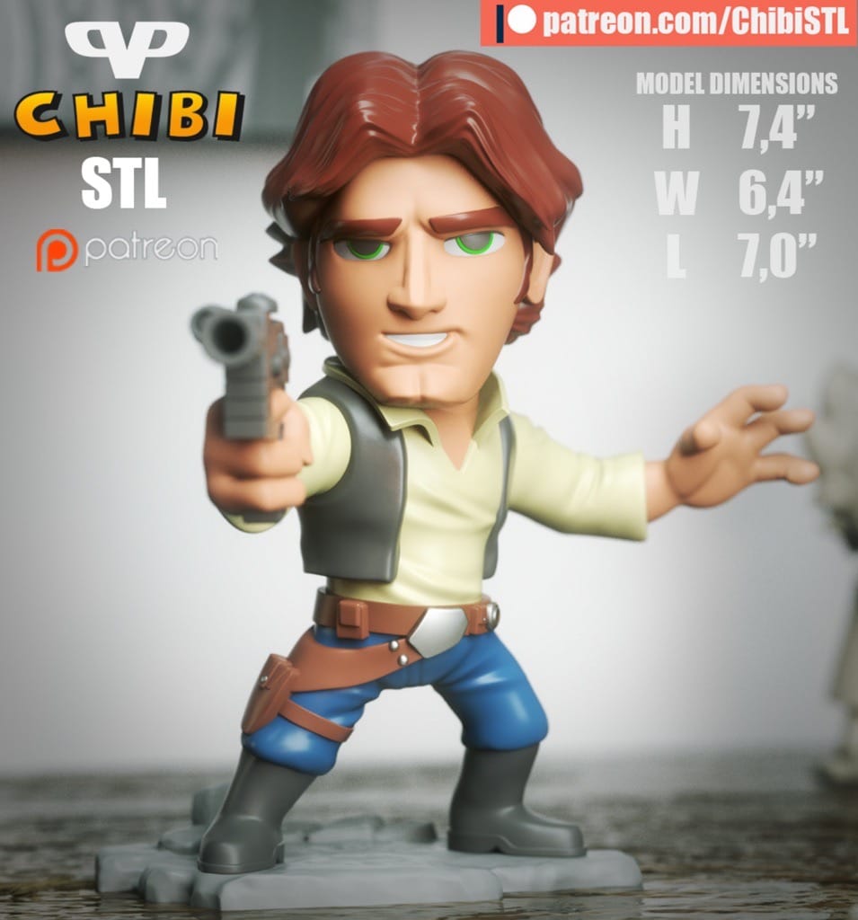 P站图纸印象馆 Chibi STL 星球大战 汉·索罗 Chibi STL 星球大战 汉·索罗