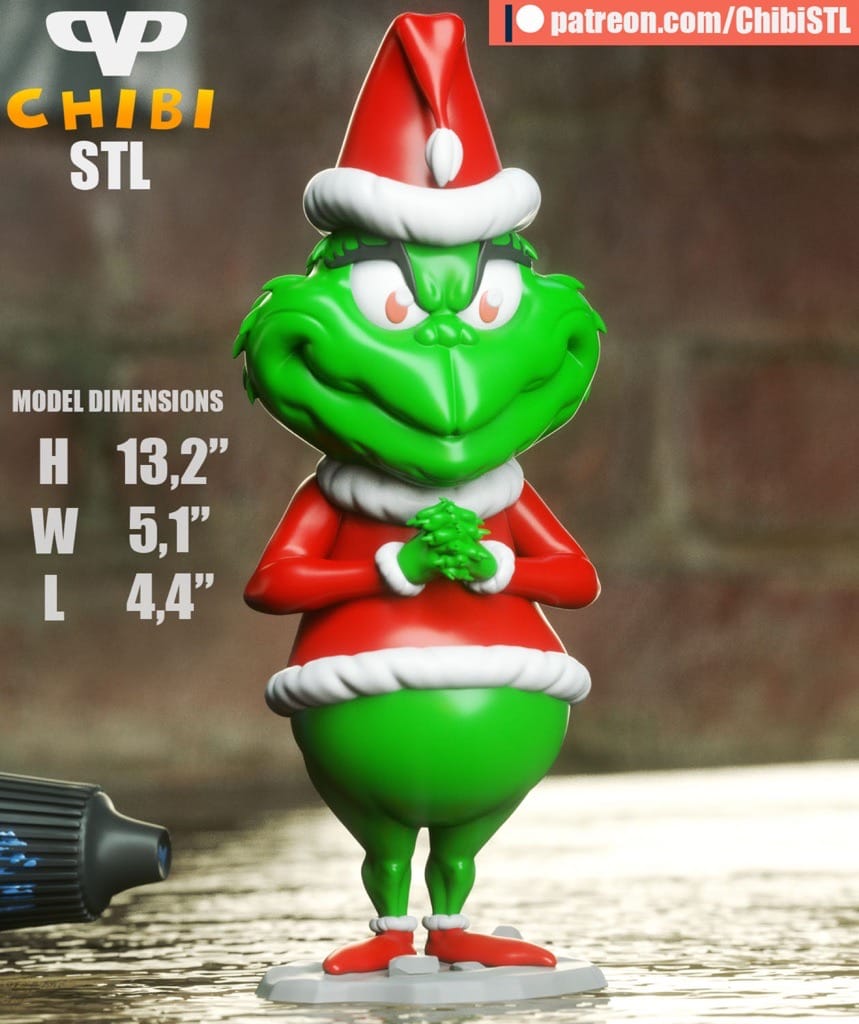 P站图纸印象馆 Chibi STL 圣诞怪杰 格林奇 Chibi STL 圣诞怪杰 格林奇