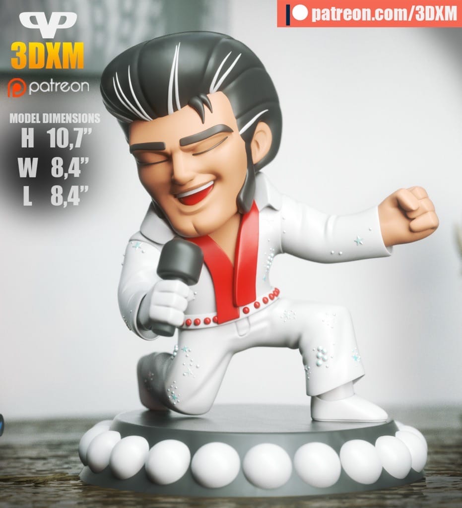 P站图纸印象馆 Chibi STL 猫王埃尔维斯 Chibi STL 猫王埃尔维斯