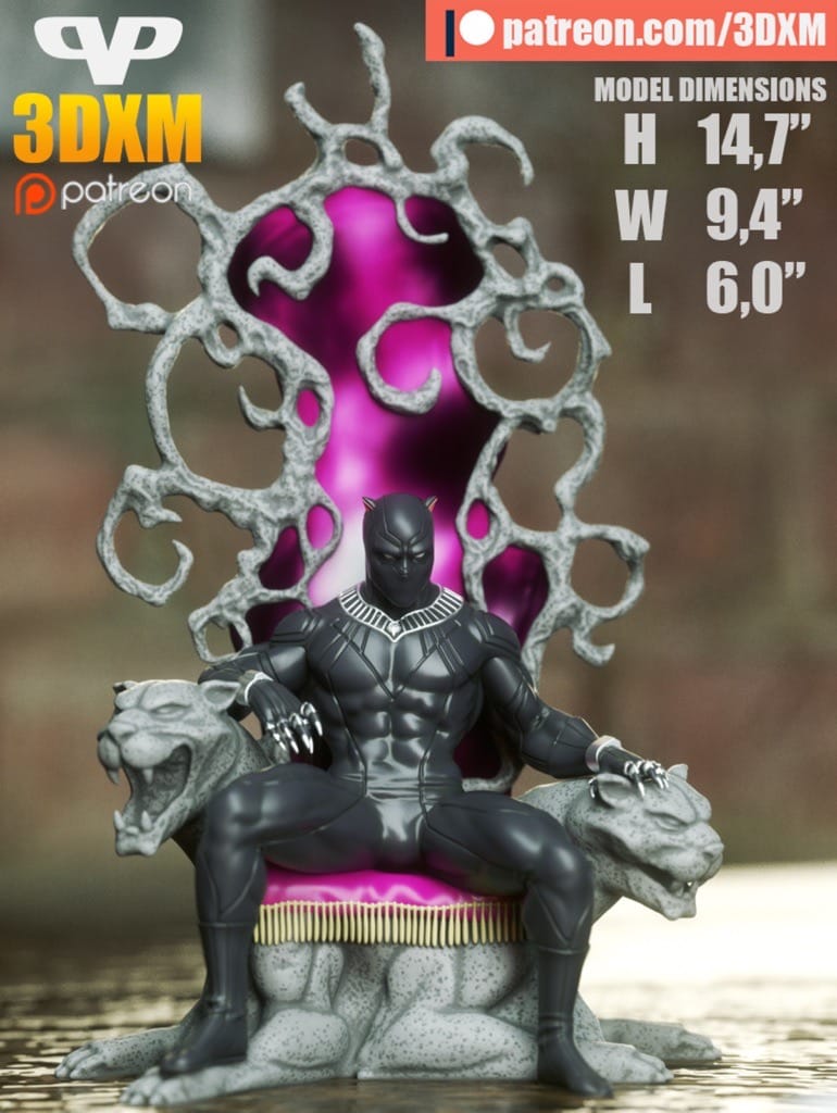 P站图纸印象馆 Chibi STL 漫威 黑豹 Chibi STL 漫威 黑豹