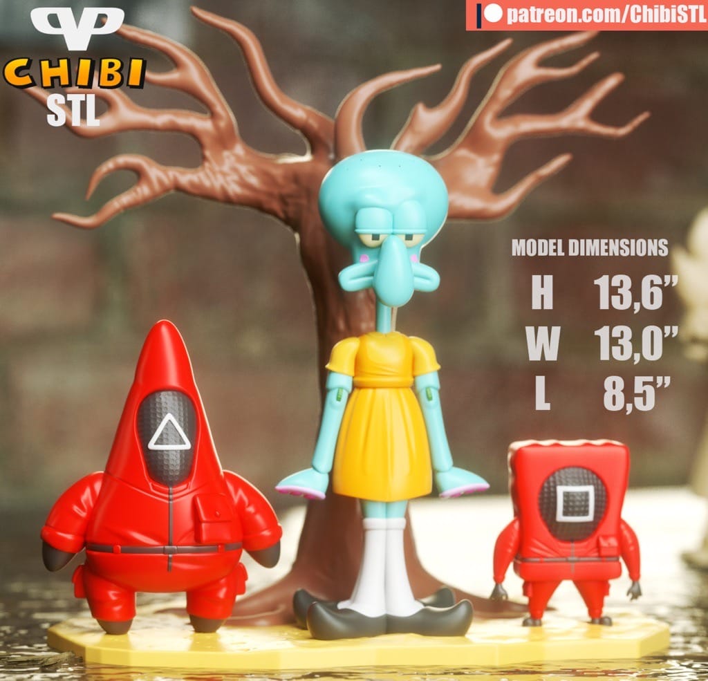 P站图纸印象馆 Chibi STL 海绵宝宝 章鱼哥 Chibi STL 海绵宝宝 章鱼哥
