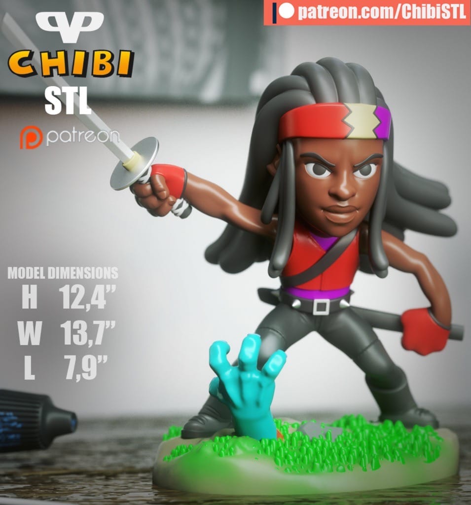 P站图纸印象馆 Chibi STL 行尸走肉 米琼恩 Chibi STL 行尸走肉 米琼恩