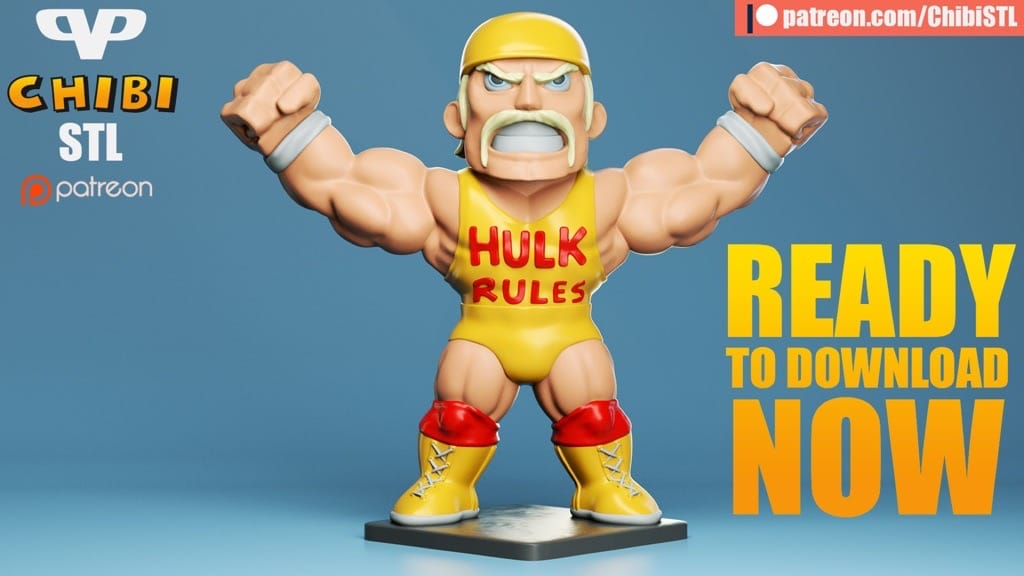 P站图纸印象馆 Chibi STL 美国摔角手 胡克·霍根 Chibi STL 美国摔角手 胡克·霍根