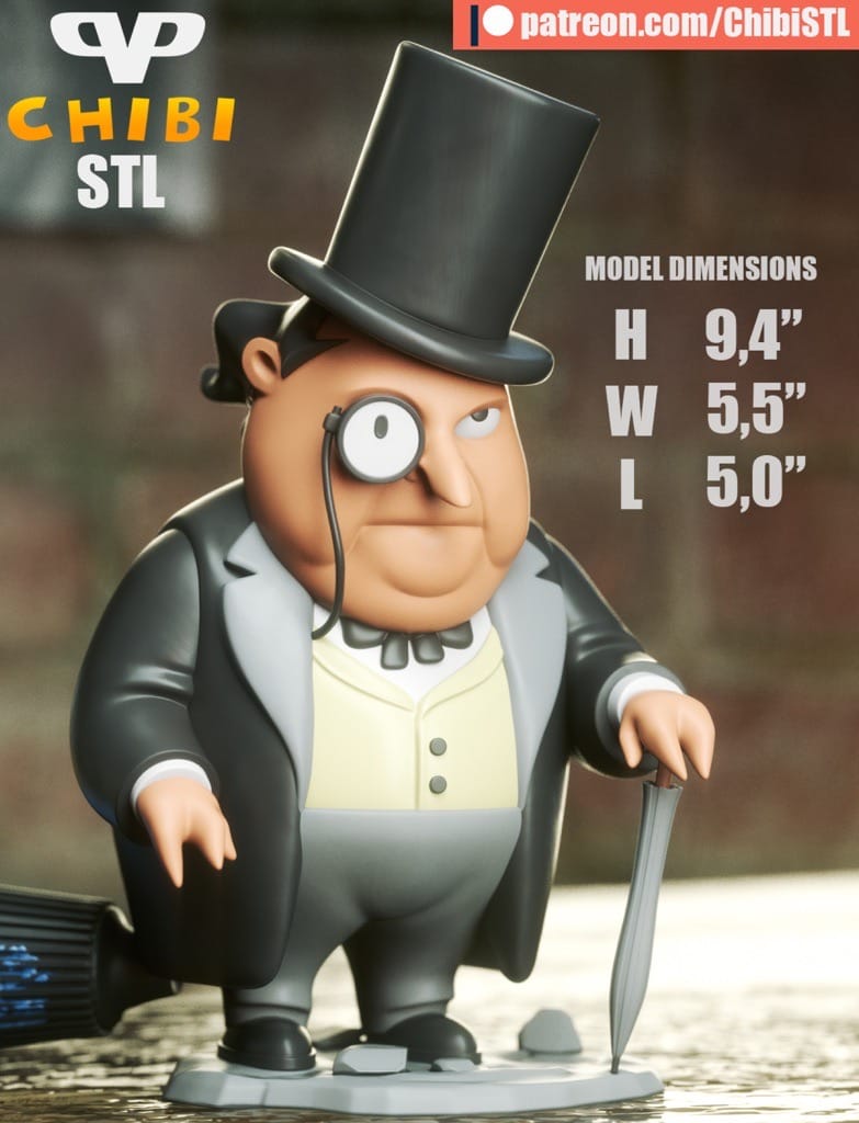 P站图纸印象馆 Chibi STL DC漫画 企鹅人 Chibi STL DC漫画 企鹅人