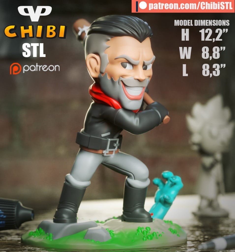 P站图纸印象馆 Chibi STL 行尸走肉 尼根 Chibi STL 行尸走肉 尼根