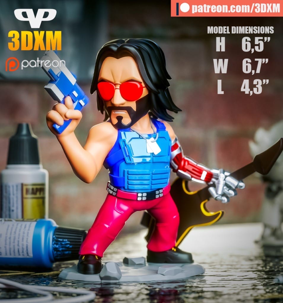 P站图纸印象馆 Chibi STL 赛博朋克 强尼·银手 Chibi STL 赛博朋克 强尼·银手