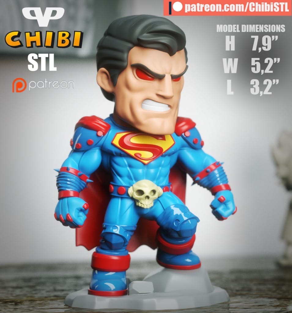 P站图纸印象馆 Chibi STL DC漫画 超人 Chibi STL DC漫画 超人