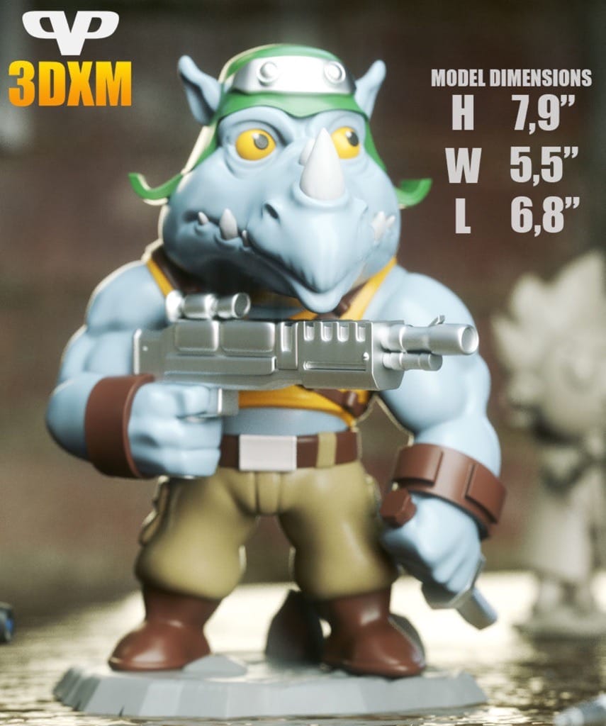 P站图纸印象馆 Chibi STL 忍者神龟 犀牛人 Chibi STL 忍者神龟 犀牛人