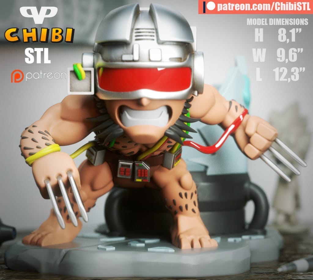 P站图纸印象馆 Chibi STL 漫威 金刚狼 Chibi STL 漫威 金刚狼