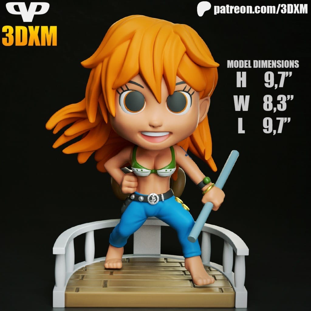 P站图纸印象馆 Chibi STL 海贼王 娜美 Chibi STL 海贼王 娜美