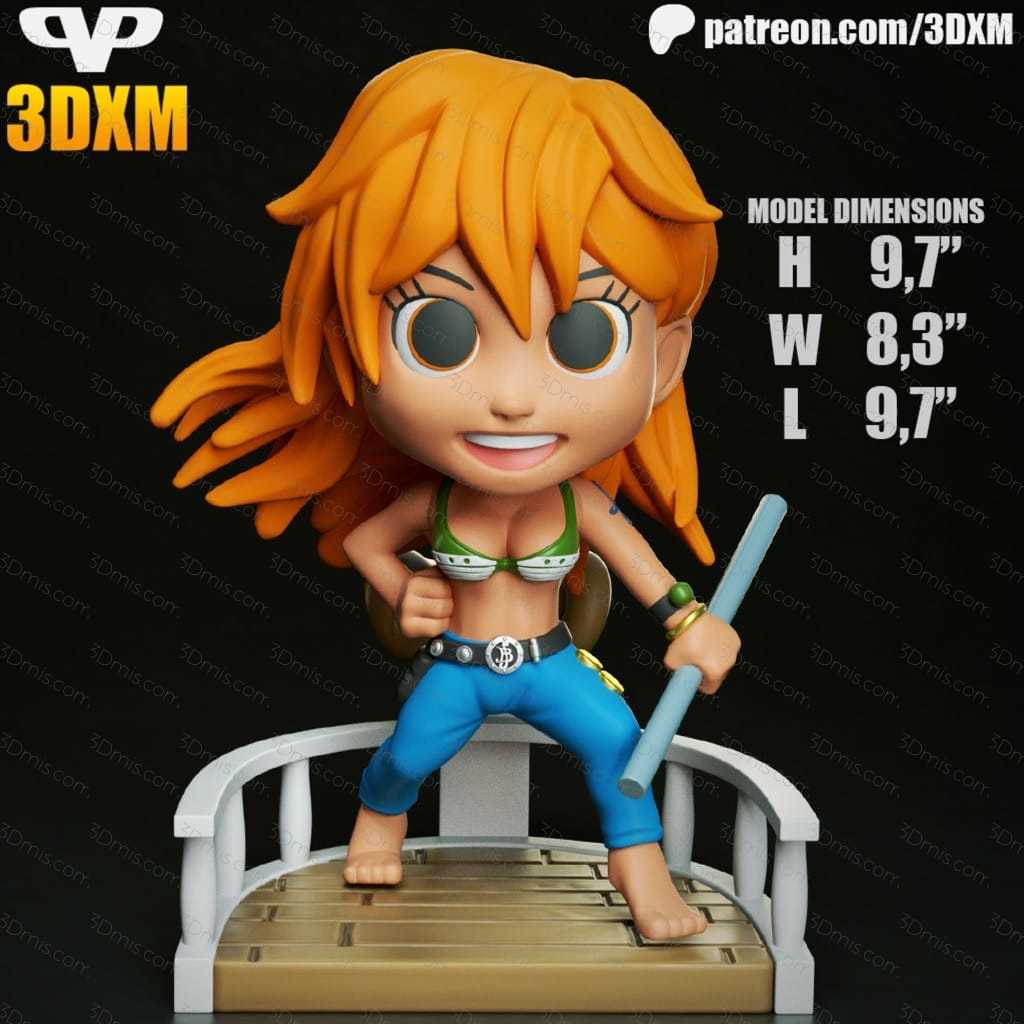 P站图纸印象馆 Chibi STL 海贼王 娜美 Chibi STL 海贼王 娜美