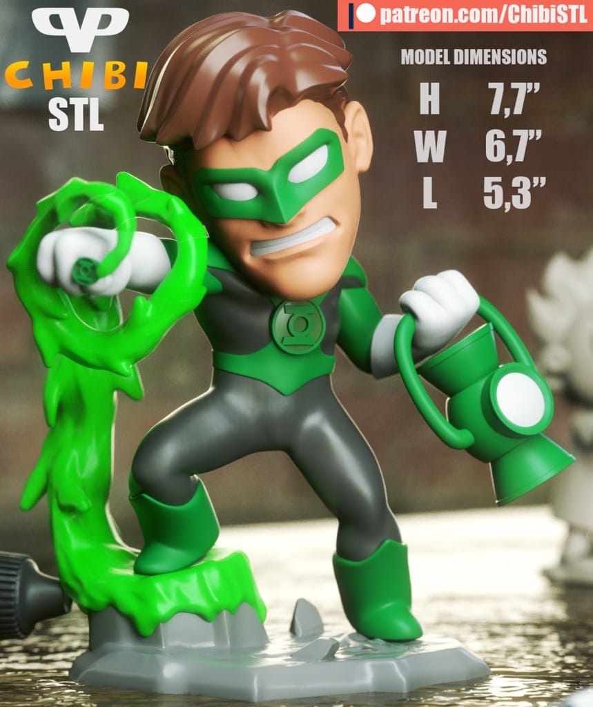 P站图纸印象馆 Chibi STL DC漫画 绿灯侠 Chibi STL DC漫画 绿灯侠