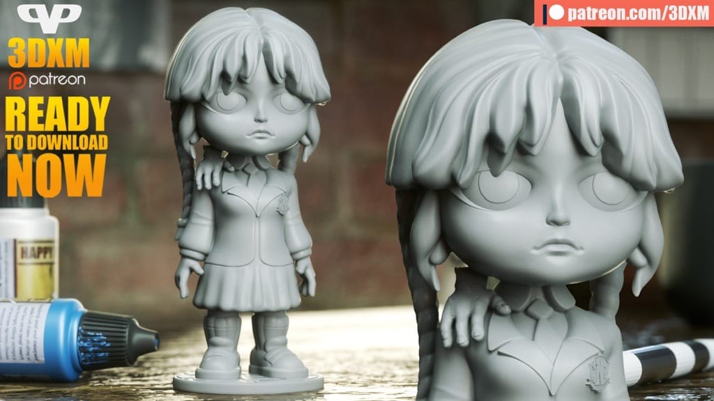 P站图纸印象馆 Chibi STL 星期三·亚当斯 Chibi STL 星期三·亚当斯