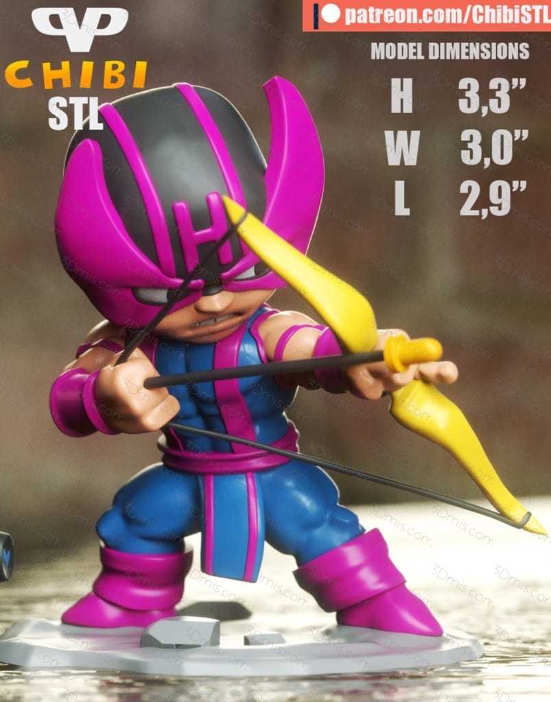 P站图纸印象馆 Chibi STL 漫威 鹰眼 Chibi STL 漫威 鹰眼