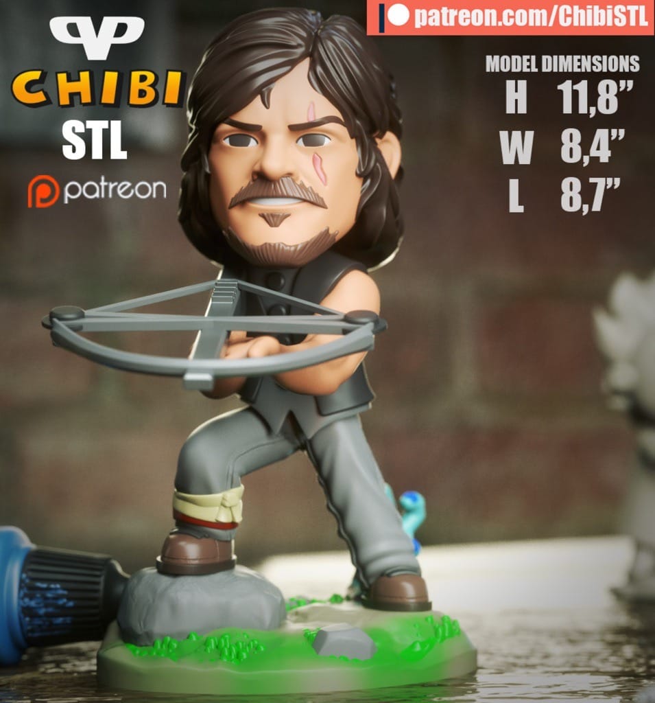 P站图纸印象馆 Chibi STL 行尸走肉 弩哥达里尔 Chibi STL 行尸走肉 弩哥达里尔