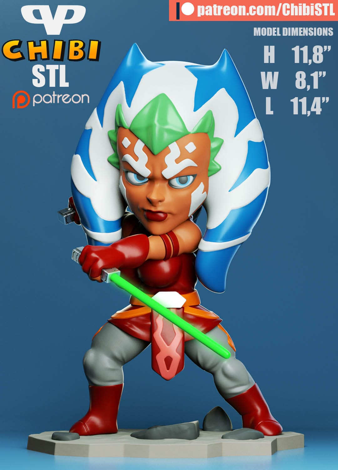 P站图纸印象馆 Chibi STL 星球大战 阿索卡·塔诺 Chibi STL 星球大战 阿索卡·塔诺