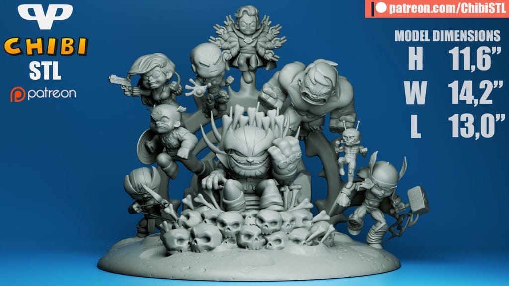 P站图纸印象馆 Chibi STL 漫威 复仇者联盟 Chibi STL 漫威 复仇者联盟