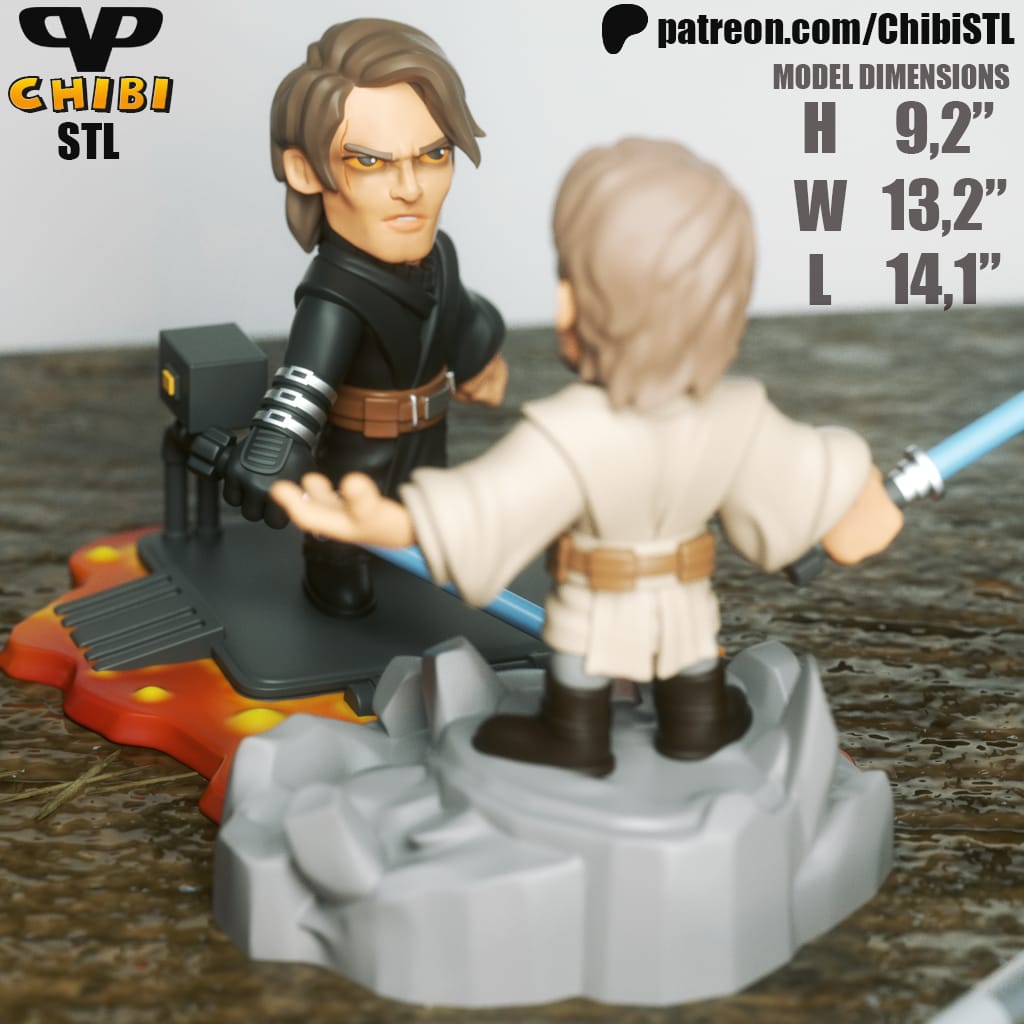 P站图纸印象馆 Chibi STL 星球大战 欧比-旺·肯诺比对战阿纳金 Chibi STL 星球大战 欧比-旺·肯诺比对战阿纳金