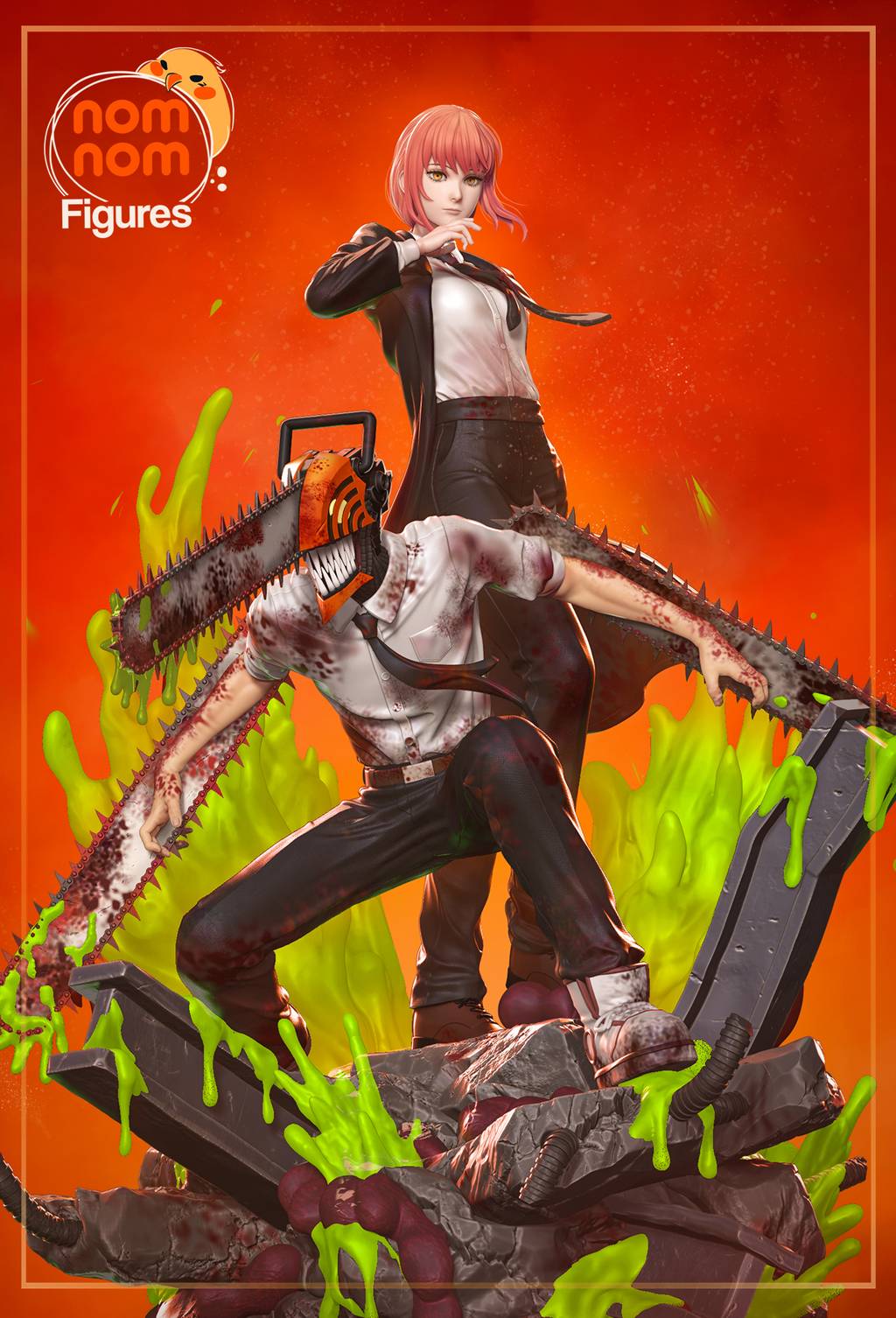 P站图纸印象馆 NomNom 链锯人 电次和玛奇玛 NomNom 链锯人 电次和玛奇玛