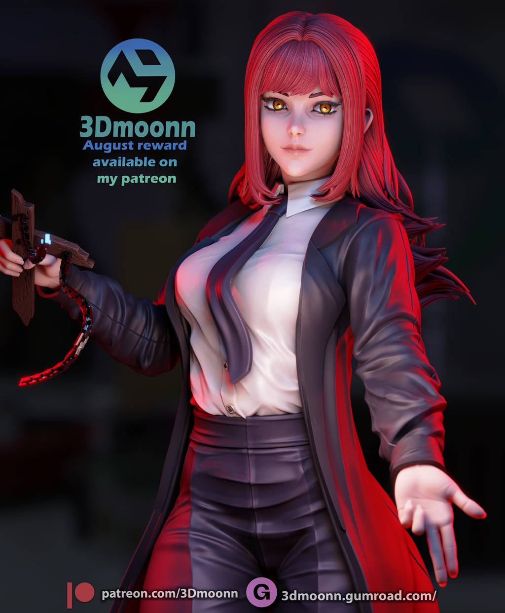 P站图纸印象馆 3Dmoonn 电锯人 玛奇玛 3Dmoonn 电锯人 玛奇玛