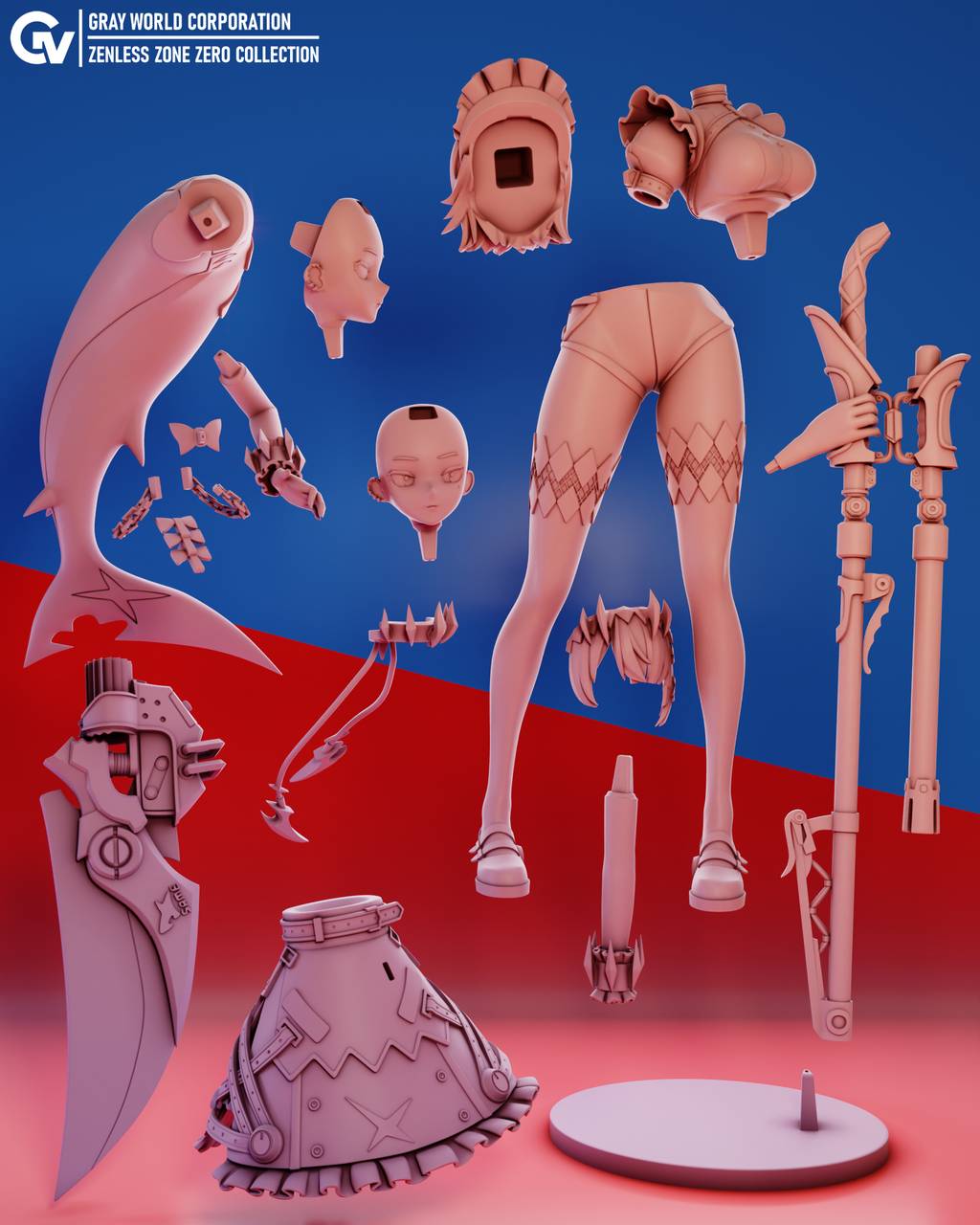 P站图纸印象馆 GrayWorld 绝区零 鲨鱼娘艾莲 GrayWorld 绝区零 鲨鱼娘艾莲