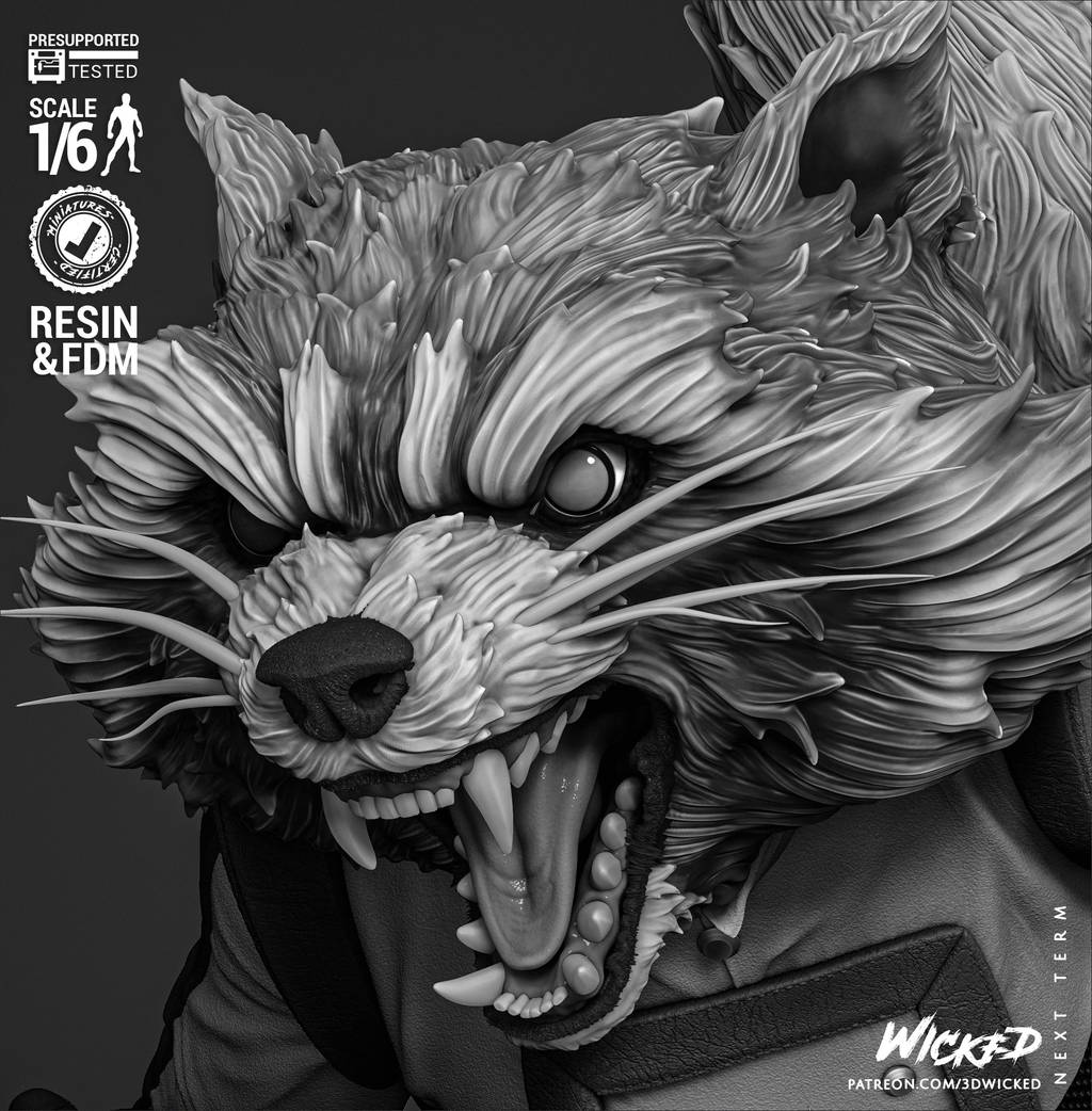 P站图纸印象馆 3DWicked 漫威 火箭浣熊 3DWicked 漫威 火箭浣熊