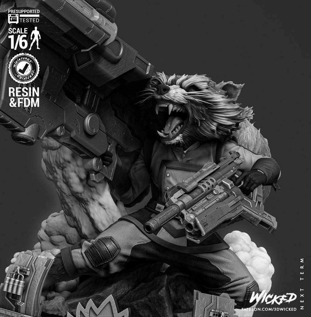 P站图纸印象馆 3DWicked 漫威 火箭浣熊 3DWicked 漫威 火箭浣熊