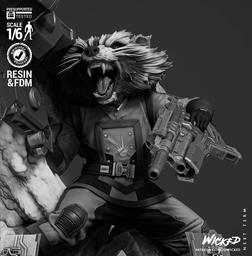 P站图纸印象馆 3DWicked 漫威 火箭浣熊 3DWicked 漫威 火箭浣熊