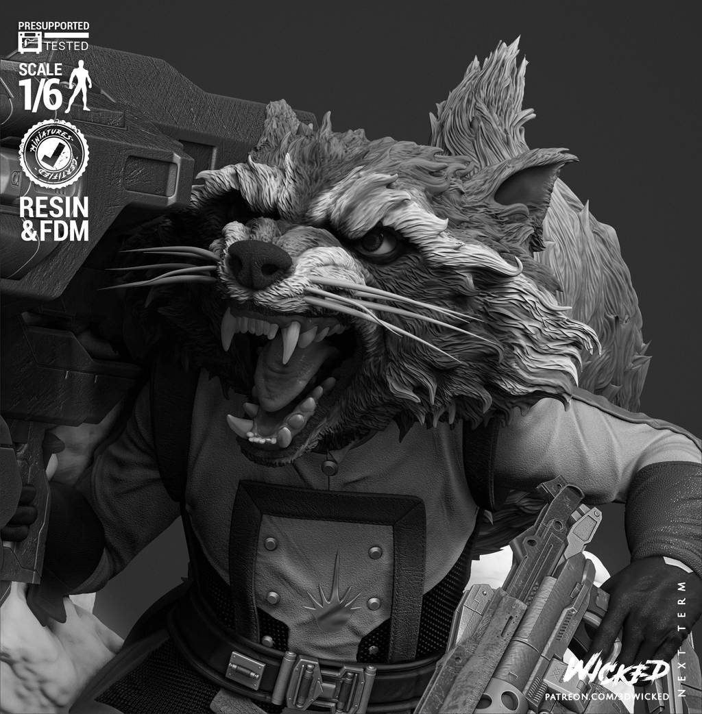 P站图纸印象馆 3DWicked 漫威 火箭浣熊 3DWicked 漫威 火箭浣熊