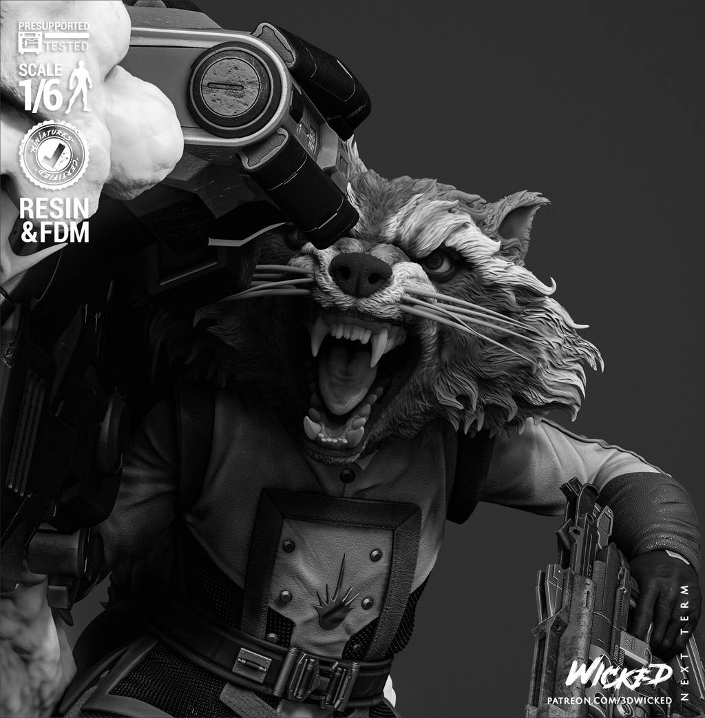 P站图纸印象馆 3DWicked 漫威 火箭浣熊 3DWicked 漫威 火箭浣熊