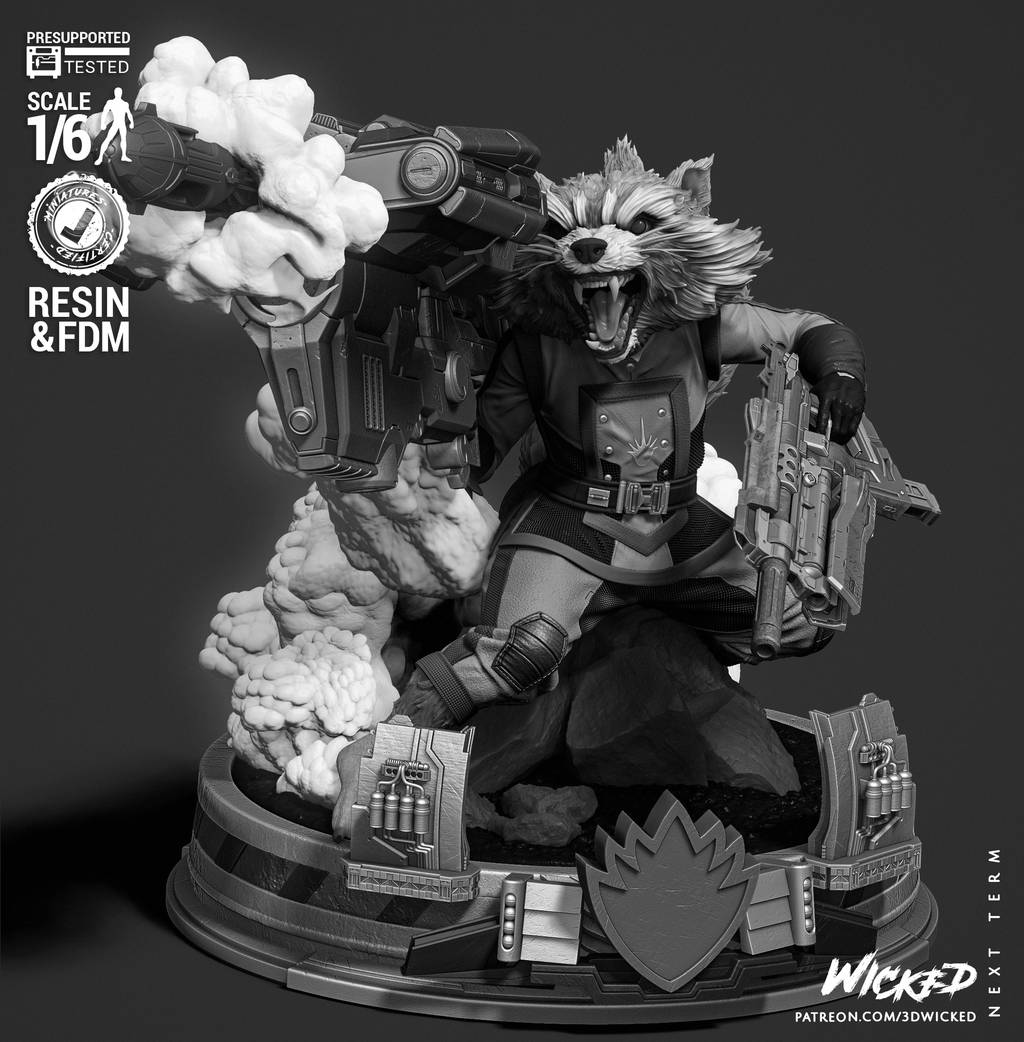 P站图纸印象馆 3DWicked 漫威 火箭浣熊 3DWicked 漫威 火箭浣熊