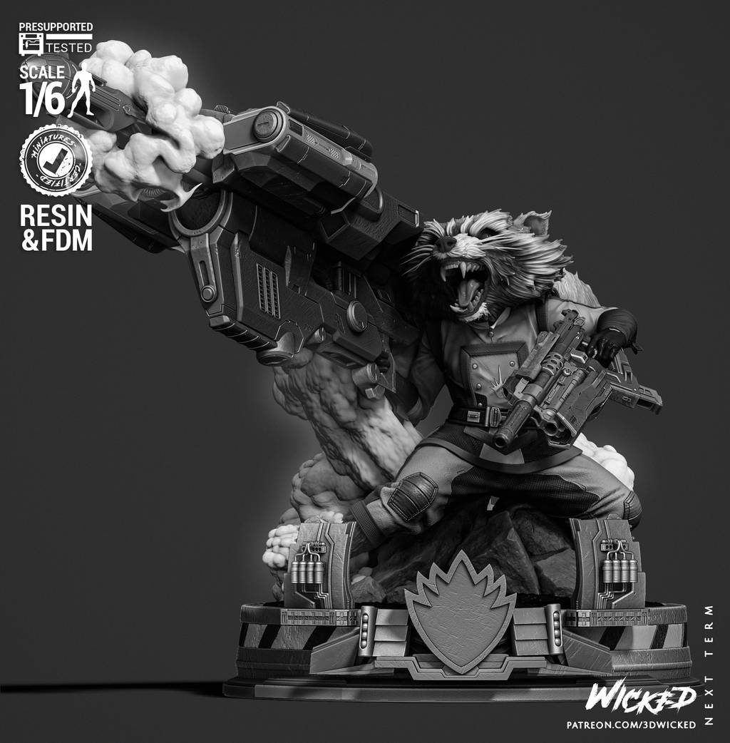 P站图纸印象馆 3DWicked 漫威 火箭浣熊 3DWicked 漫威 火箭浣熊