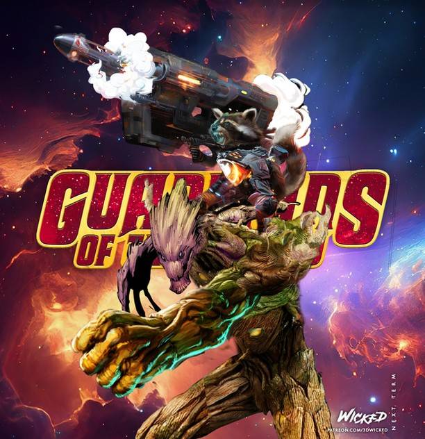 P站图纸印象馆 3DWicked 漫威 火箭浣熊与格鲁特 3DWicked 漫威 火箭浣熊与格鲁特