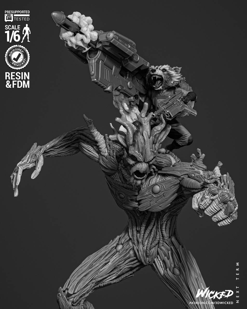 P站图纸印象馆 3DWicked 漫威 火箭浣熊与格鲁特 3DWicked 漫威 火箭浣熊与格鲁特