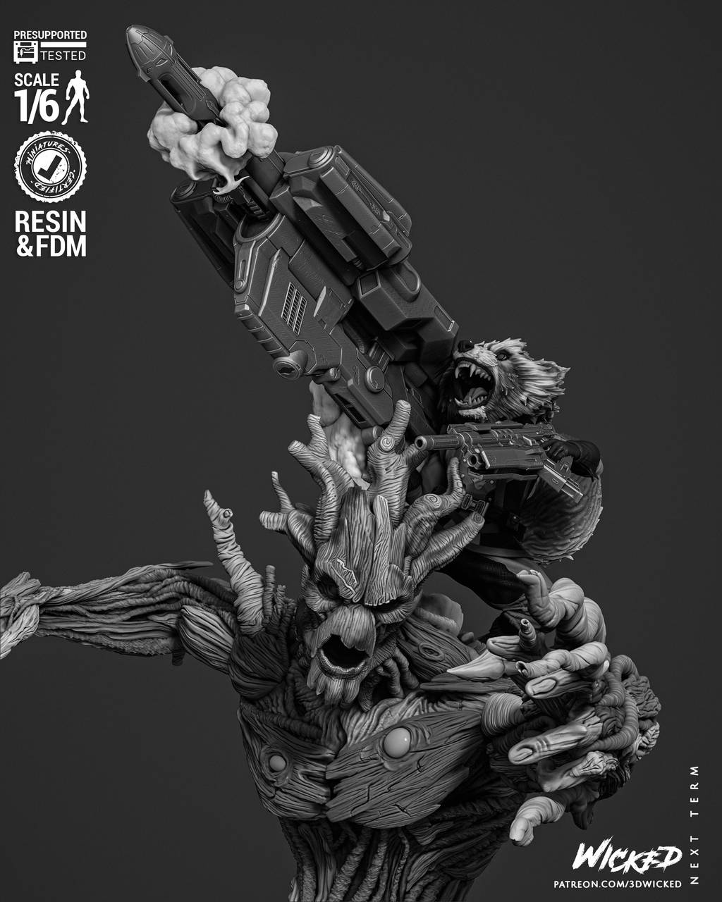 P站图纸印象馆 3DWicked 漫威 火箭浣熊与格鲁特 3DWicked 漫威 火箭浣熊与格鲁特