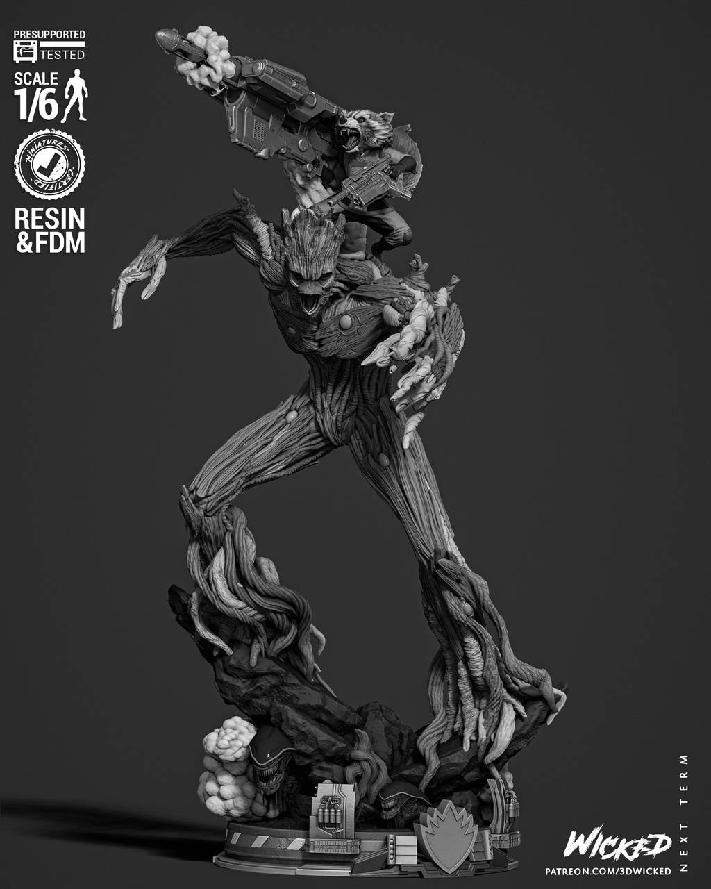 P站图纸印象馆 3DWicked 漫威 火箭浣熊与格鲁特 3DWicked 漫威 火箭浣熊与格鲁特