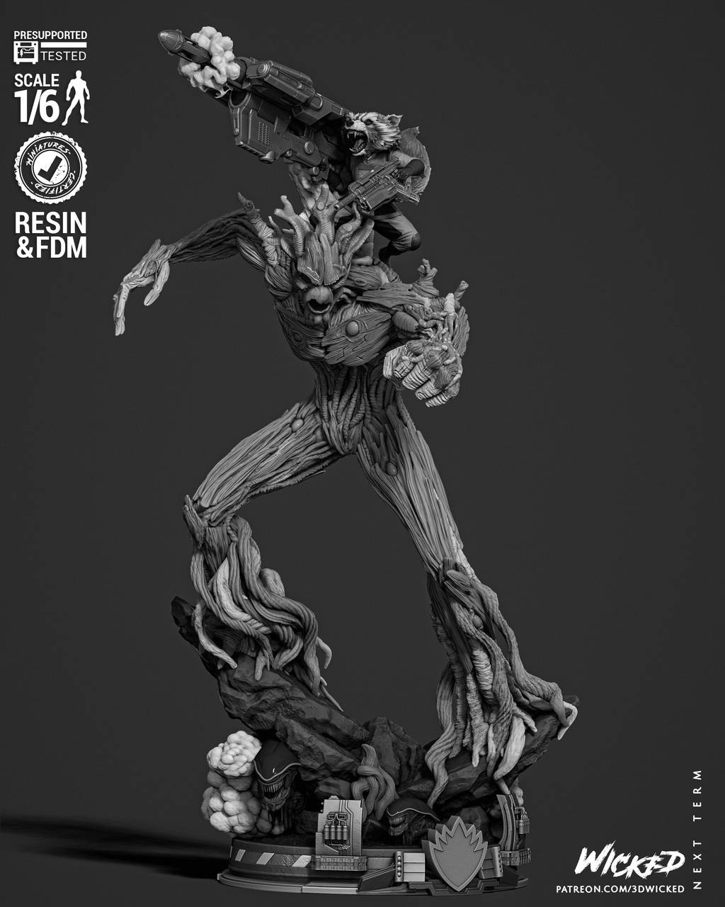 P站图纸印象馆 3DWicked 漫威 火箭浣熊与格鲁特 3DWicked 漫威 火箭浣熊与格鲁特