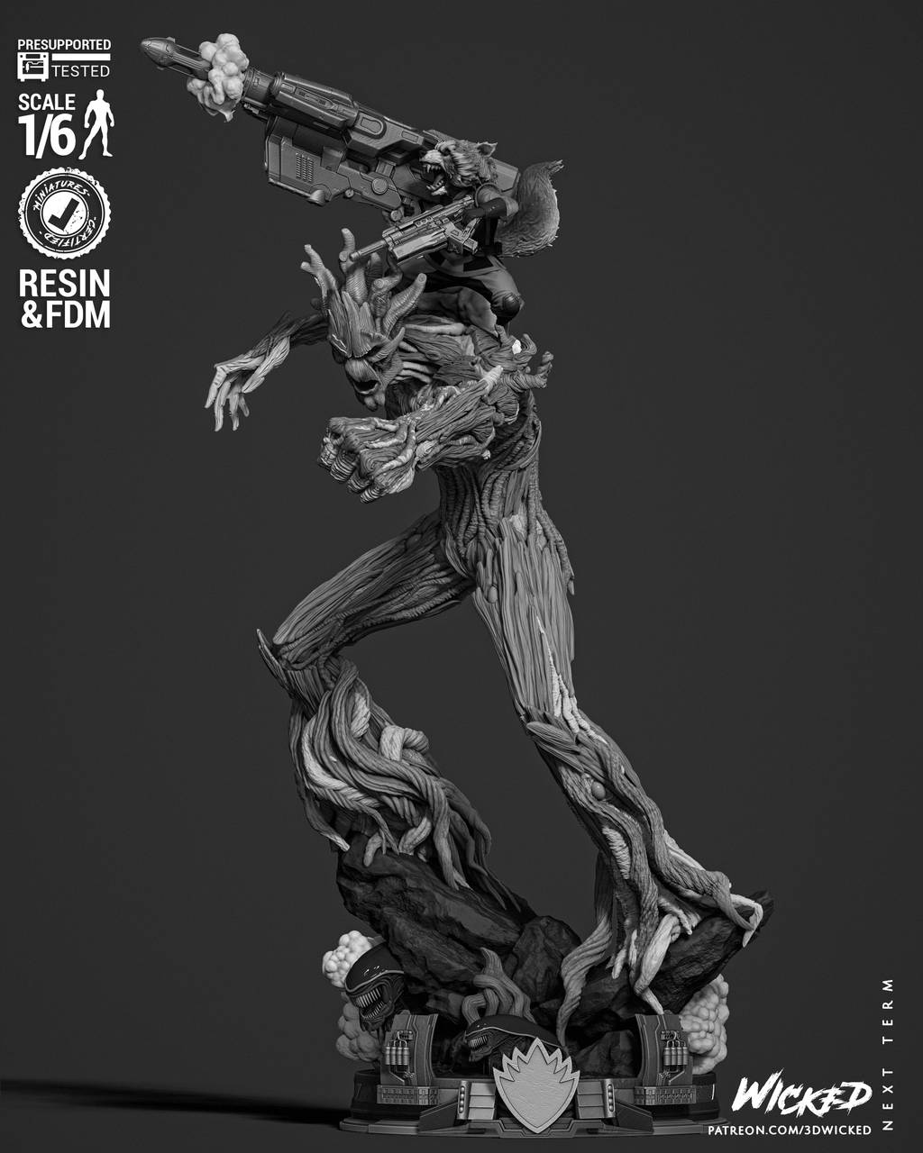 P站图纸印象馆 3DWicked 漫威 火箭浣熊与格鲁特 3DWicked 漫威 火箭浣熊与格鲁特