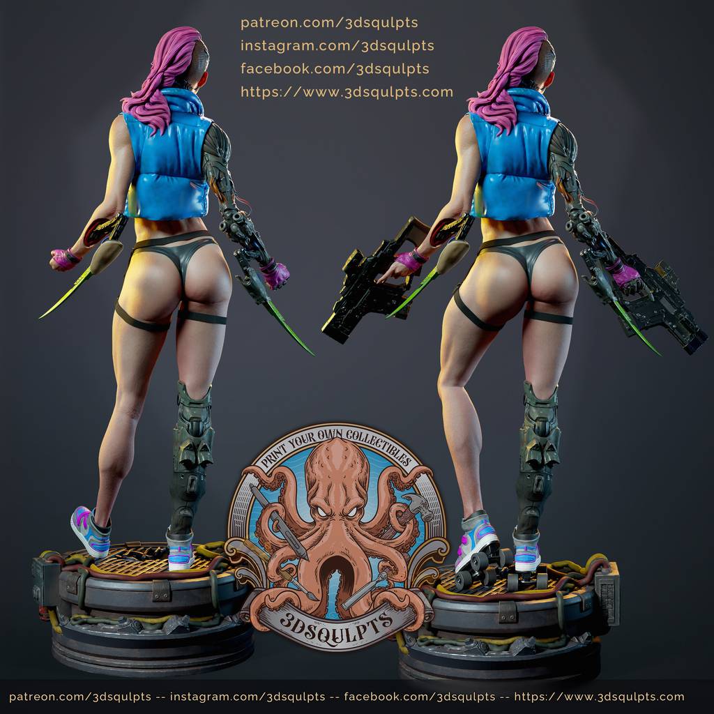 P站图纸印象馆 3DSqulpts 赛博朋克女孩 3DSqulpts 赛博朋克女孩