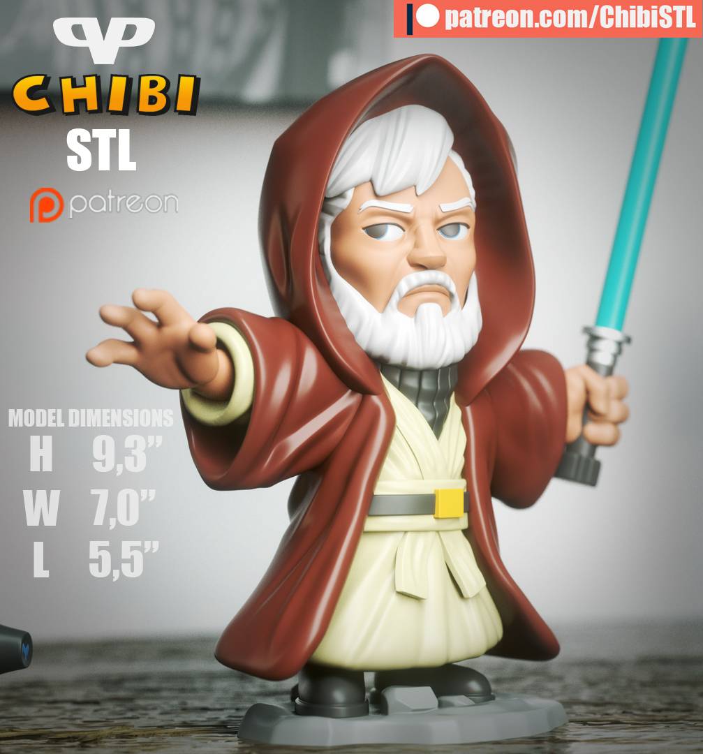 P站图纸印象馆 Chibi STL 星球大战 欧比旺·克诺比 Chibi STL 星球大战 欧比旺·克诺比