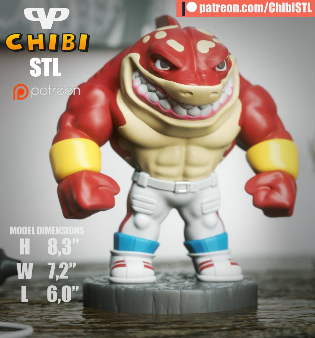 P站图纸印象馆 Chibi STL 鲨鱼侠 大力丸 Chibi STL 鲨鱼侠 大力丸