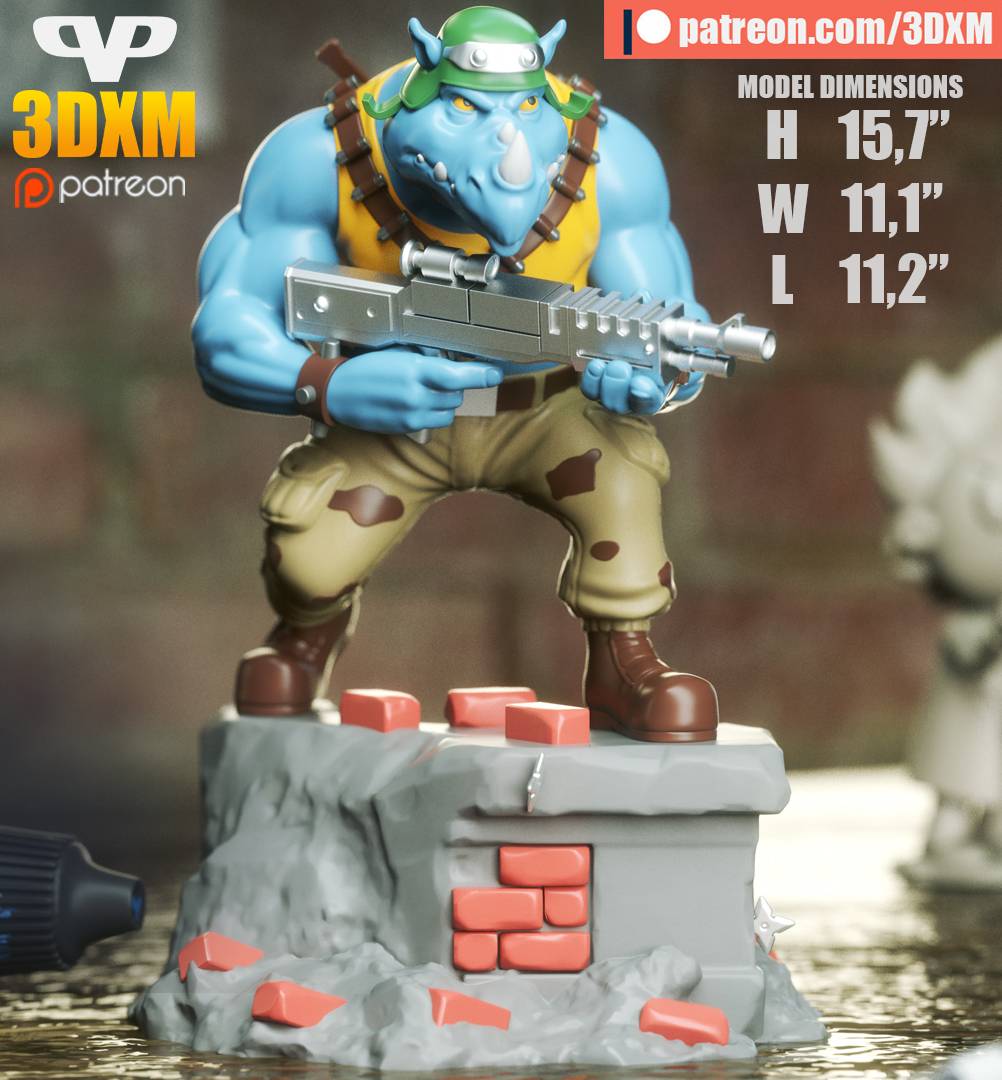 P站图纸印象馆 Chibi STL 忍者神龟 犀牛人 洛克史迪 Chibi STL 忍者神龟 犀牛人 洛克史迪