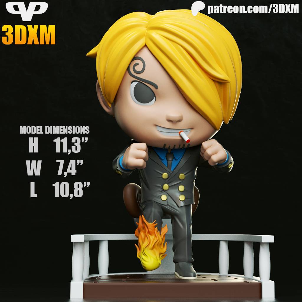 P站图纸印象馆 Chibi STL 海贼王 桑吉 Chibi STL 海贼王 桑吉