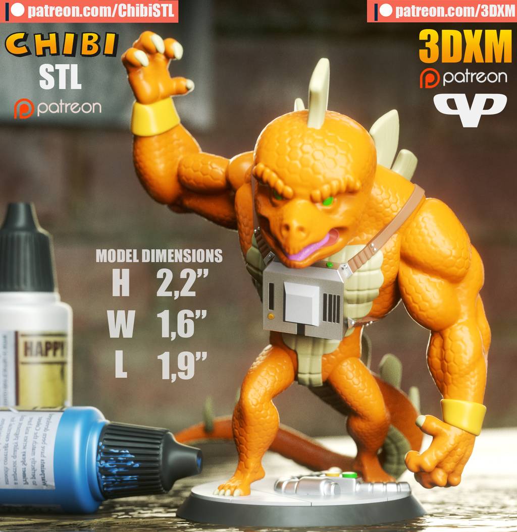 P站图纸印象馆 Chibi STL 漫威 恐龙人斯特格隆 Chibi STL 漫威 恐龙人斯特格隆