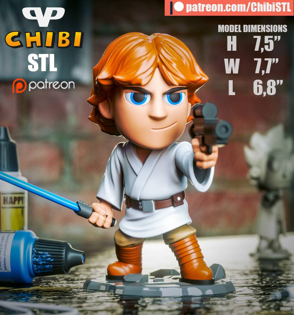 P站图纸印象馆 Chibi STL 星球大战 卢克·天行者 Chibi STL 星球大战 卢克·天行者