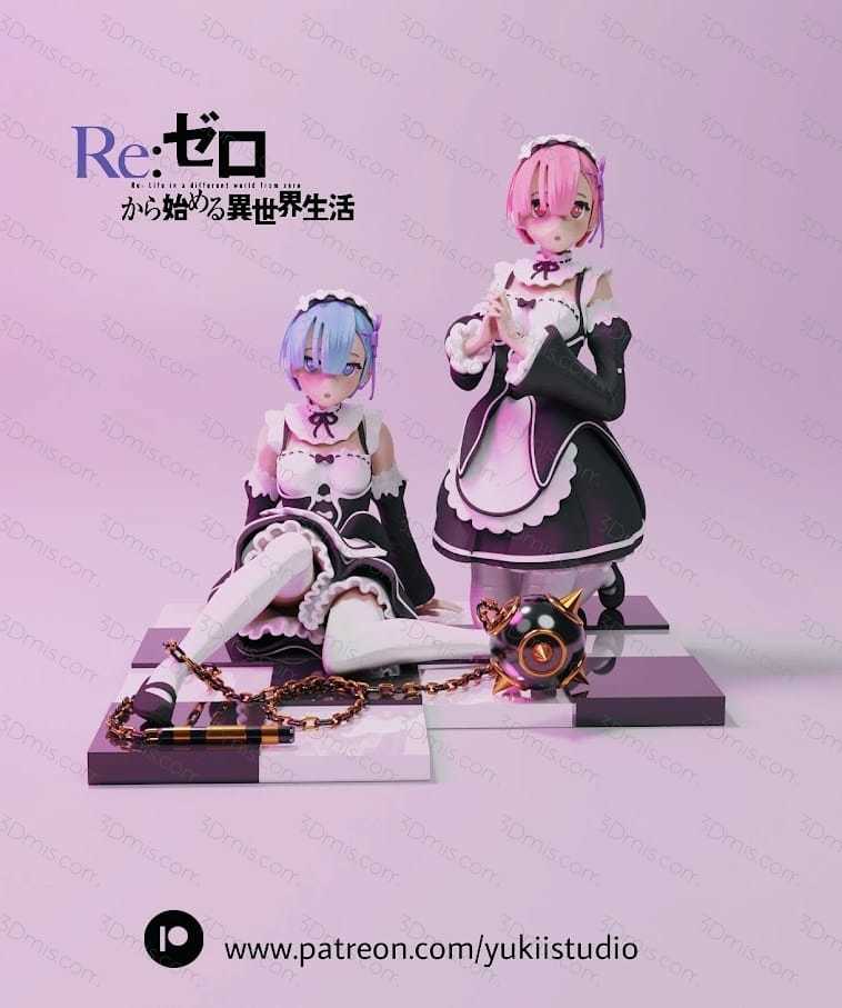 P站图纸印象馆 从零开始的异世界生活 雷姆和拉姆 从零开始的异世界生活 雷姆和拉姆