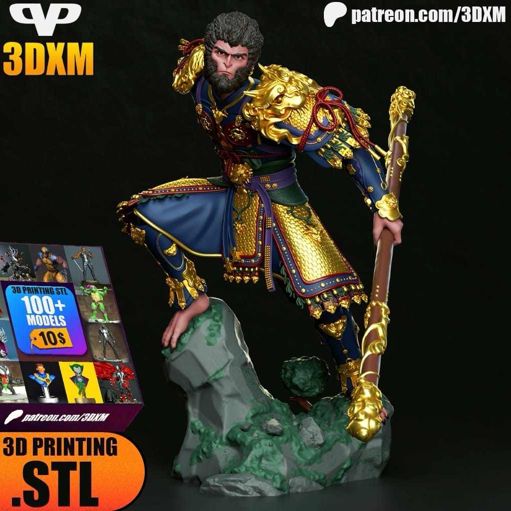 P站图纸印象馆 Chibi STL 黑神话悟空 天命人 Chibi STL 黑神话悟空 天命人