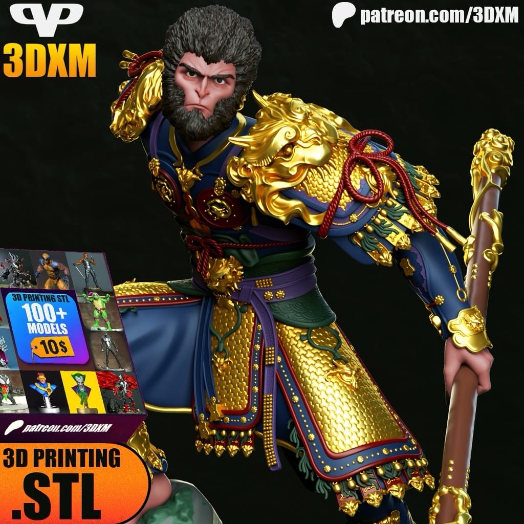 P站图纸印象馆 Chibi STL 黑神话悟空 天命人 Chibi STL 黑神话悟空 天命人