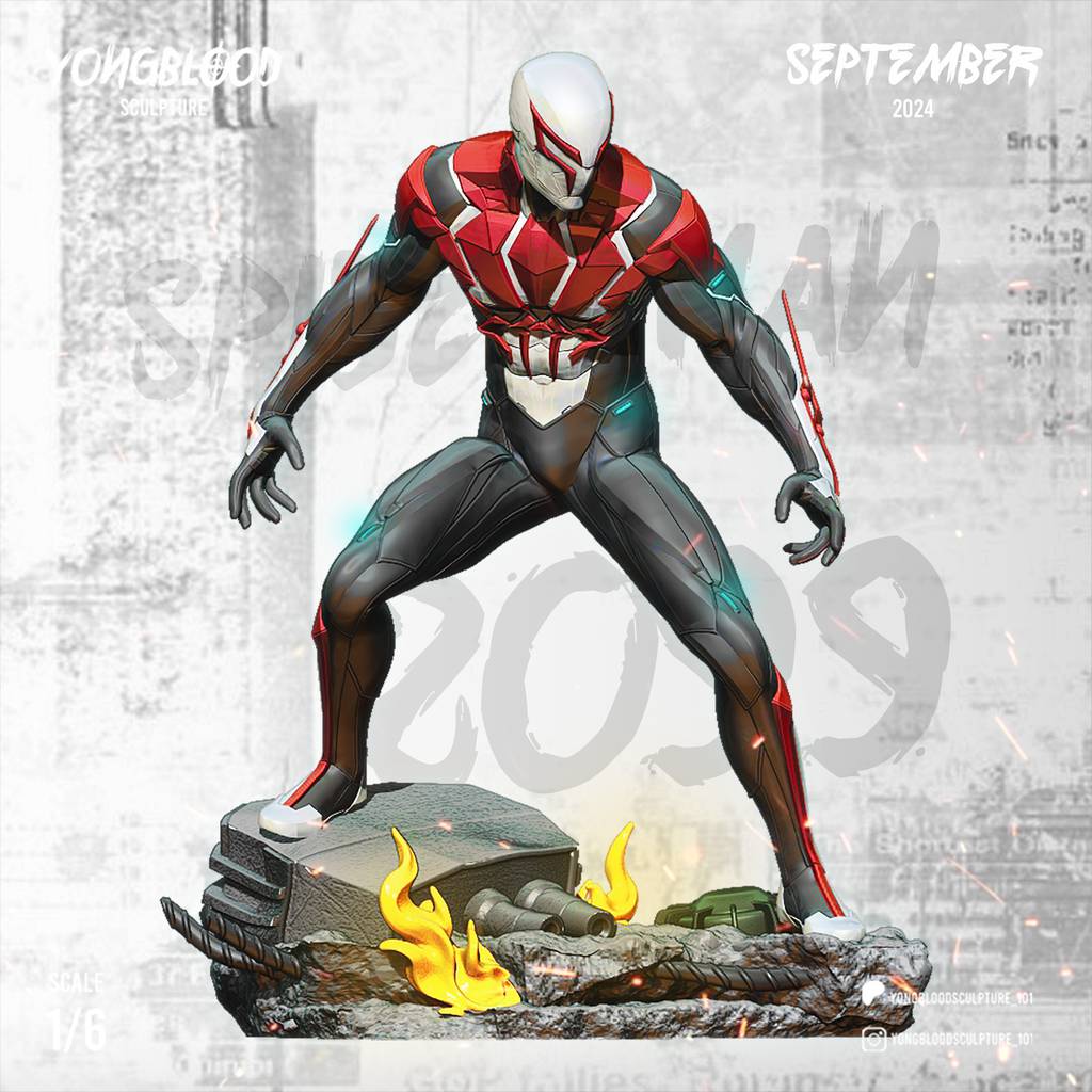 P站图纸印象馆 Yongblood Sculpture 漫威 蜘蛛侠2099 Yongblood Sculpture 漫威 蜘蛛侠2099