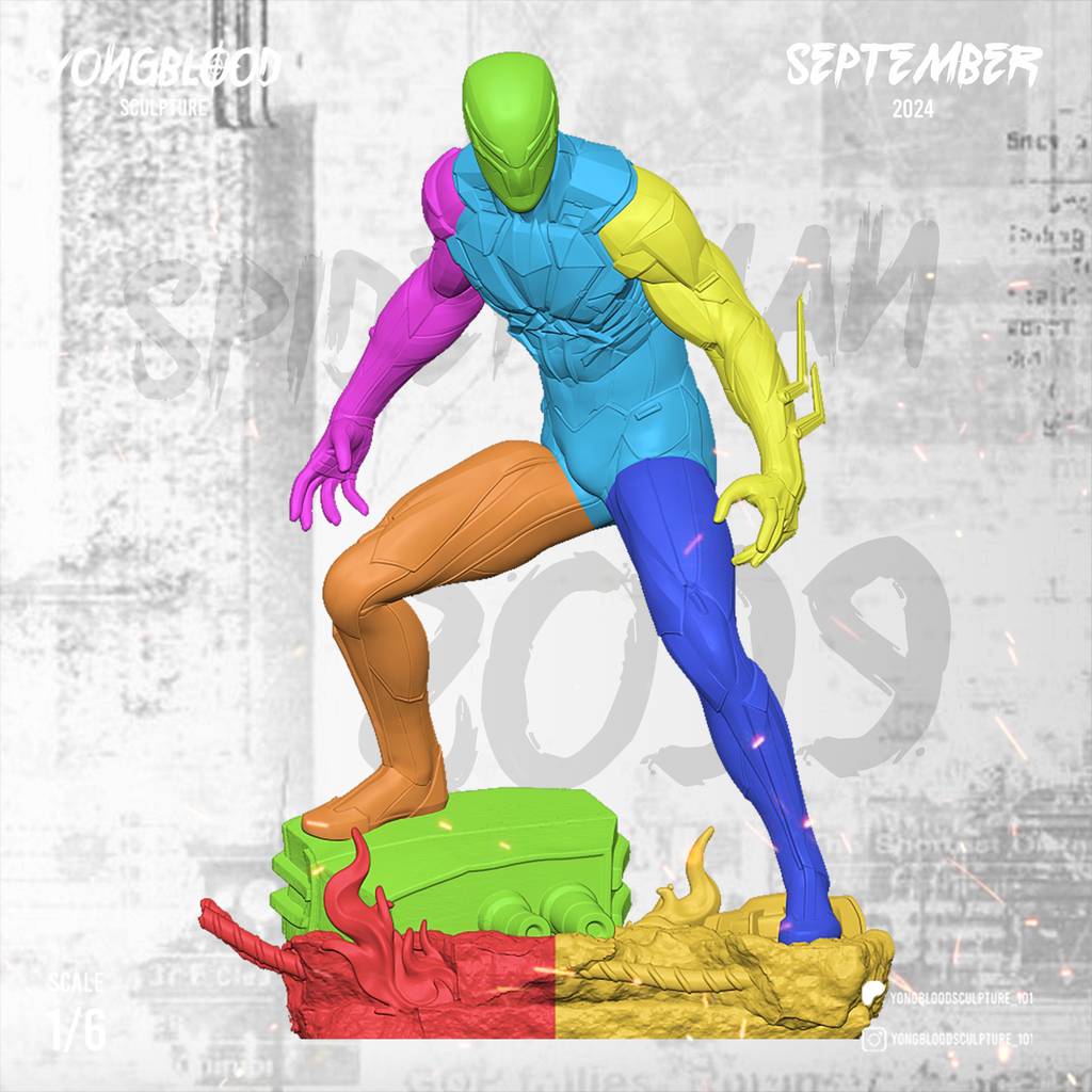 P站图纸印象馆 Yongblood Sculpture 漫威 蜘蛛侠2099 Yongblood Sculpture 漫威 蜘蛛侠2099